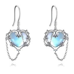 image-Witches Heart Moonstone Earrings 925 Sterling Silver Jewelry for Women
