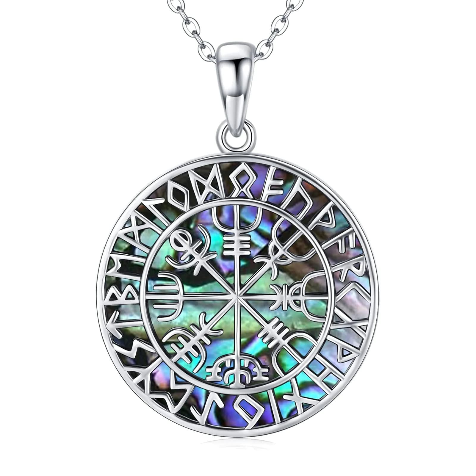 image-Viking Abalone Shellfish Necklace 925 Sterling Sliver Viking Jewellery for Women