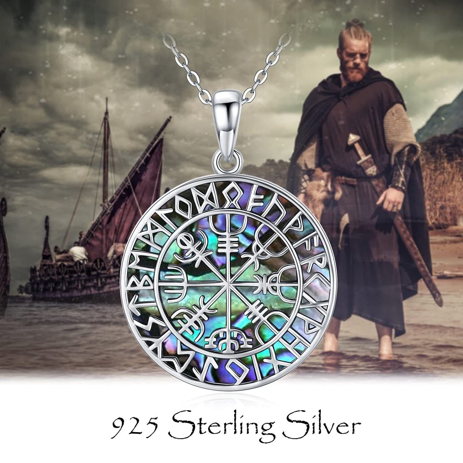 image-Viking Abalone Shellfish Necklace 925 Sterling Sliver Viking Jewellery for Women