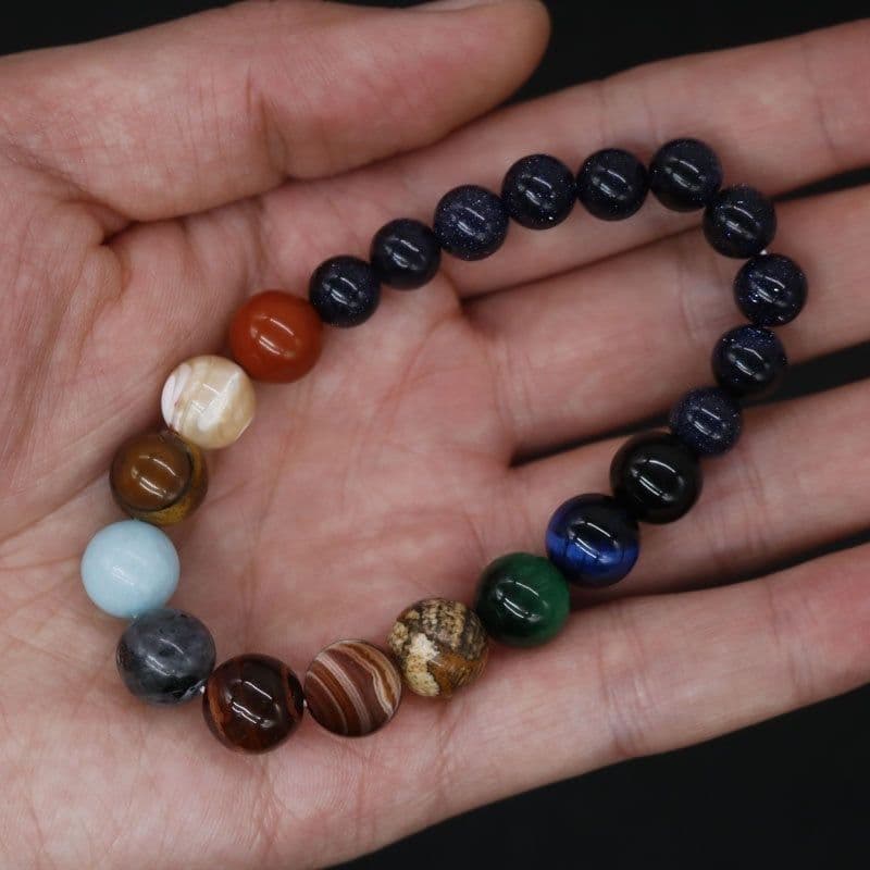 image-New Fashion Eight Planets Beaded Bracelet Men's Natural Stone Cosmic Yoga Chakra Solar Bracelet, Jewelry Handmade Bohemian Natural Stones Bracelet