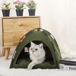 image-Cat Tent Bed With Removable Non-Slip Soft Pad, Portable Pet Tent Cave For Cats And Small Dogs Kitten Breathable Self-Cooling Pet Mat For Dogs And Cats