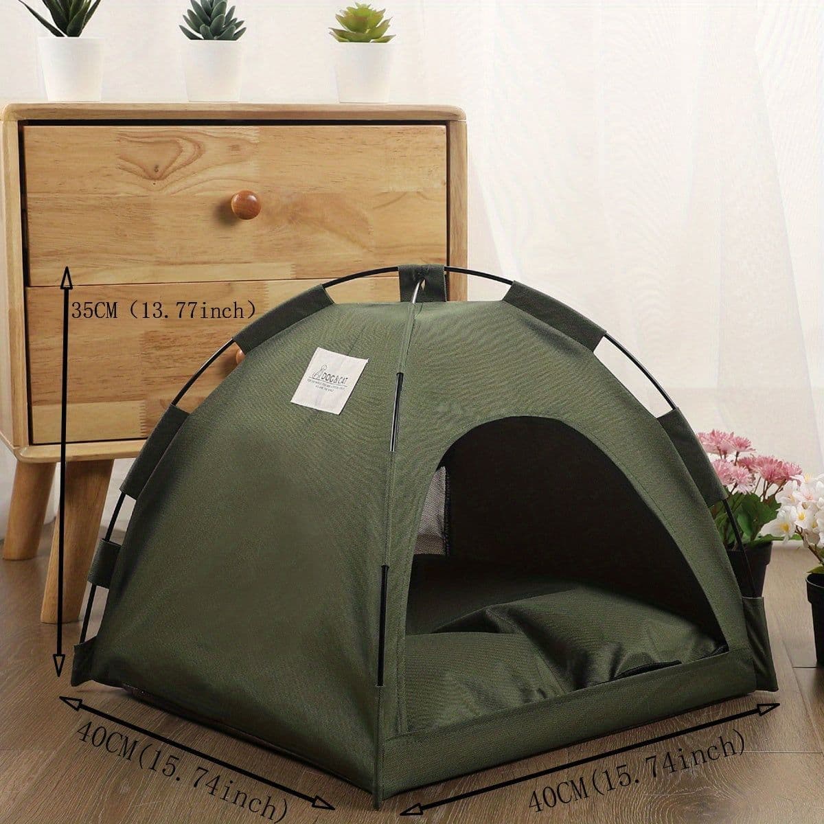 image-Cat Tent Bed With Removable Non-Slip Soft Pad, Portable Pet Tent Cave For Cats And Small Dogs Kitten Breathable Self-Cooling Pet Mat For Dogs And Cats