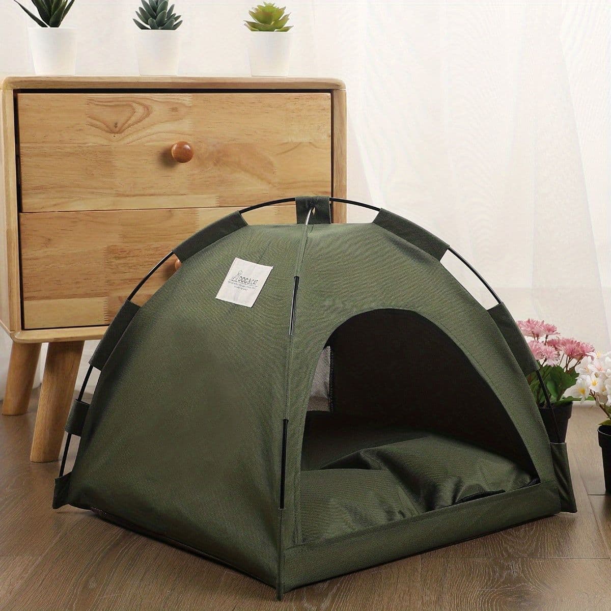 image-Cat Tent Bed With Removable Non-Slip Soft Pad, Portable Pet Tent Cave For Cats And Small Dogs Kitten Breathable Self-Cooling Pet Mat For Dogs And Cats