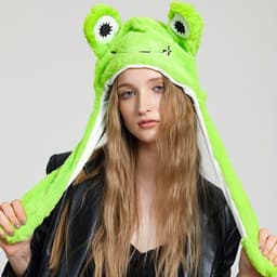 image-Cute Animal Moving Ear Hat Cute Panda Dog Frog Puppy Plush Hats Halloween Cosplay Party Earflap Hat For Women