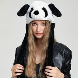 image-Cute Animal Moving Ear Hat Cute Panda Dog Frog Puppy Plush Hats Halloween Cosplay Party Earflap Hat For Women