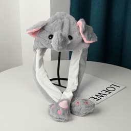 image-Cute Animal Moving Ear Hat Cute Panda Dog Frog Puppy Plush Hats Halloween Cosplay Party Earflap Hat For Women