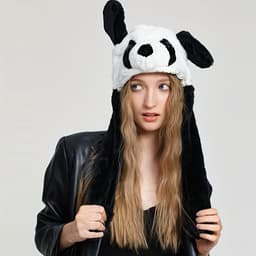 image-Cute Animal Moving Ear Hat Cute Panda Dog Frog Puppy Plush Hats Halloween Cosplay Party Earflap Hat For Women
