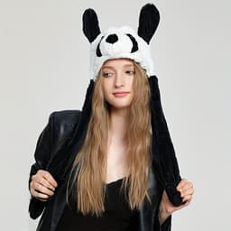 image-Cute Animal Moving Ear Hat Cute Panda Dog Frog Puppy Plush Hats Halloween Cosplay Party Earflap Hat For Women