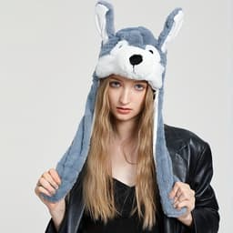 image-Cute Animal Moving Ear Hat Cute Panda Dog Frog Puppy Plush Hats Halloween Cosplay Party Earflap Hat For Women