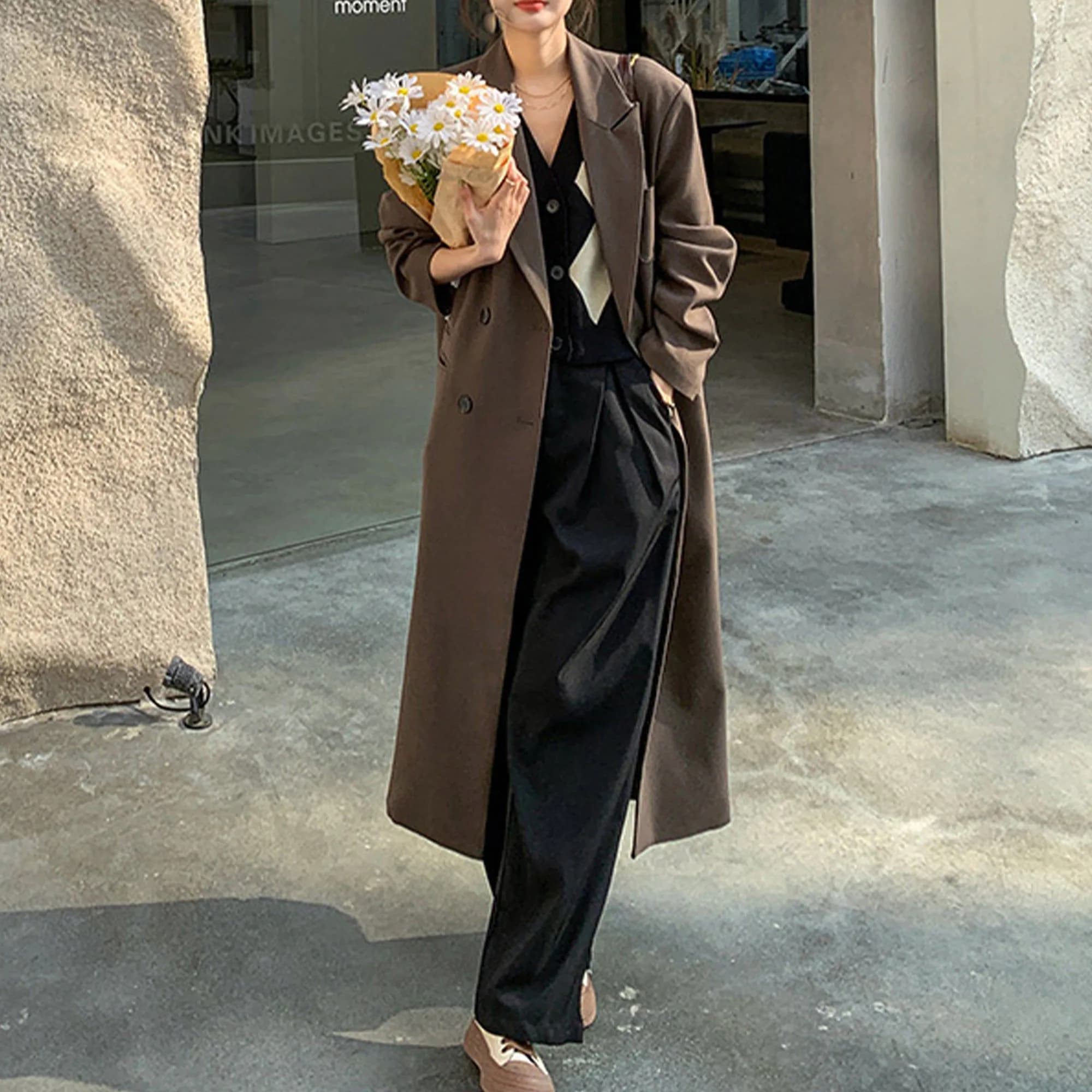 image-Womens Long Trench Coat, Classic Trench Coat, British Style Women's Coat Outerwear, Elegant Jacket For Women, Spring Clothing