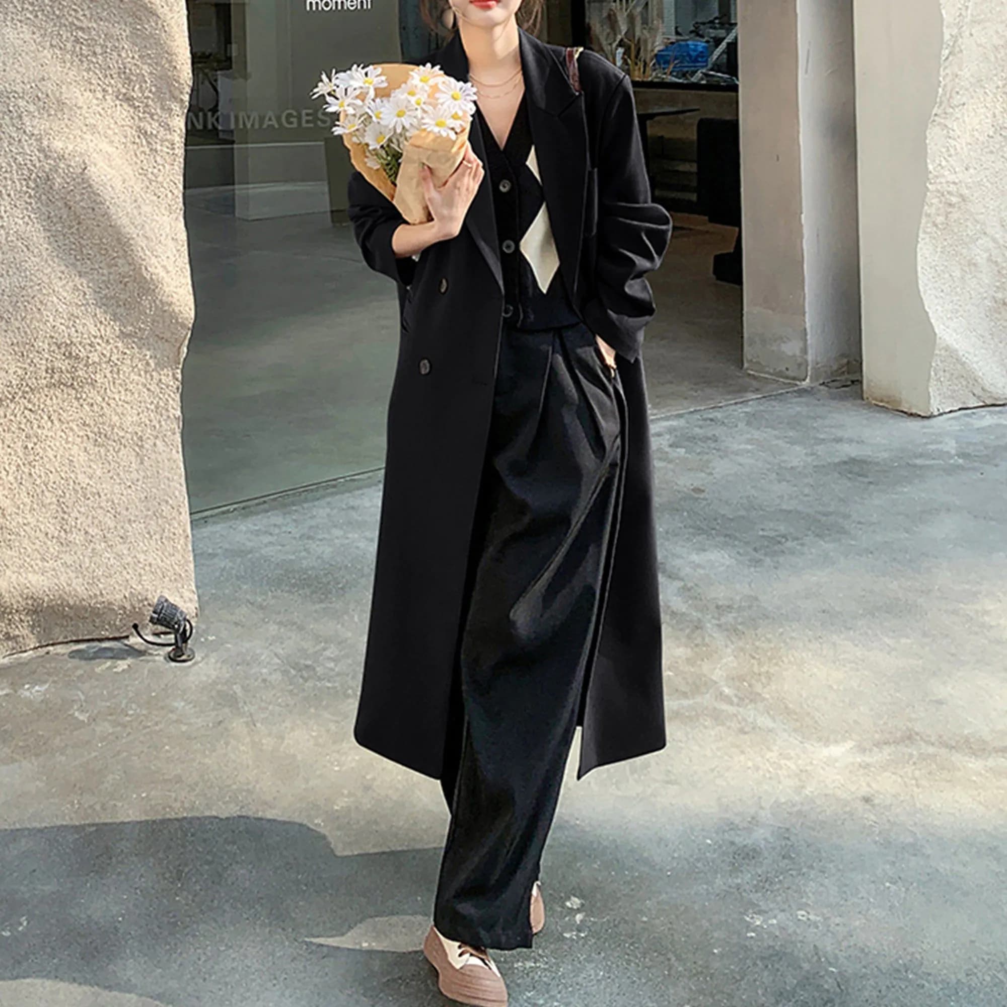 image-Womens Long Trench Coat, Classic Trench Coat, British Style Women's Coat Outerwear, Elegant Jacket For Women, Spring Clothing
