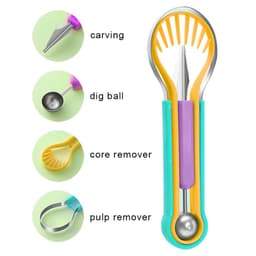image-3-in-1 Fruit Digger Fruit Carving Knife Set Cutter Fruit Platter Separator Kitchen Gadgets Watermelon Ice Cream Baller Scoop
