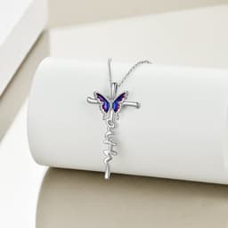 image-Sterling Silver Butterfly Cross Necklace Jewlery Gifts for Women
