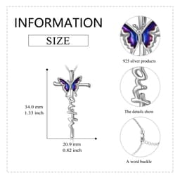 image-Sterling Silver Butterfly Cross Necklace Jewlery Gifts for Women