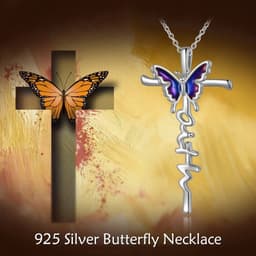 image-Sterling Silver Butterfly Cross Necklace Jewlery Gifts for Women