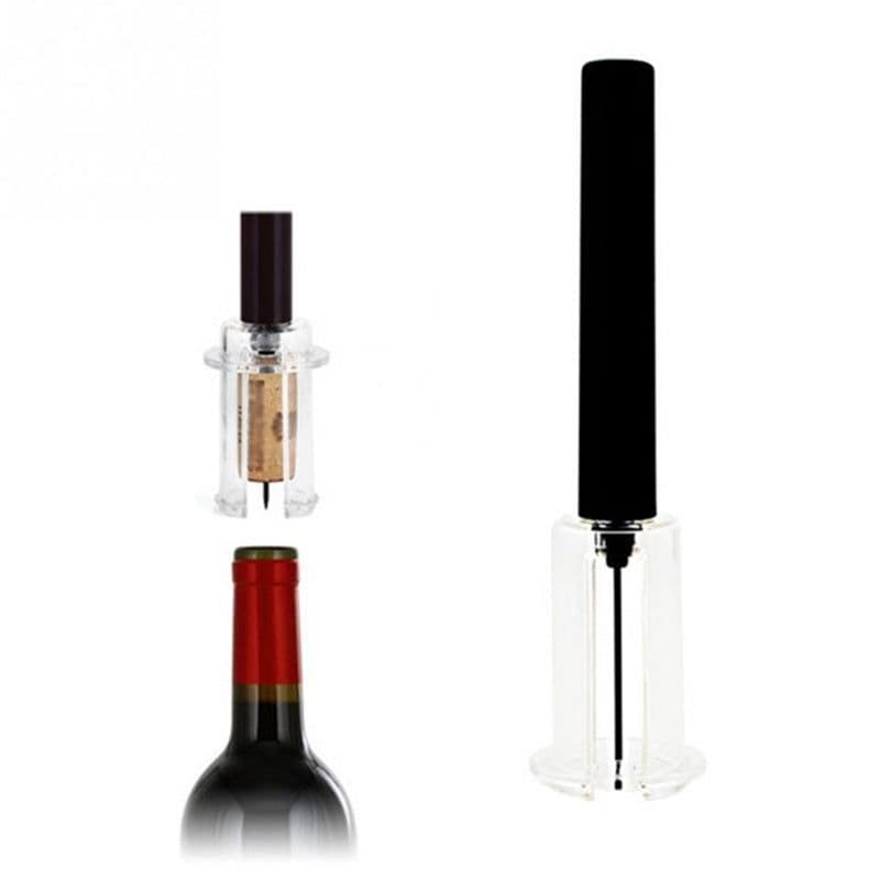 image-Wine Opener With Foil Cutter, Air Pressure Wine Bottle Opener Easy Cork Remover Corkscrew Stainless Steel Bar Accessories Kitchen Supplies Wine Air Pressure Bottle Opener Four-Piece Set Cylinder