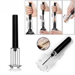 image-Wine Opener With Foil Cutter, Air Pressure Wine Bottle Opener Easy Cork Remover Corkscrew Stainless Steel Bar Accessories Kitchen Supplies Wine Air Pressure Bottle Opener Four-Piece Set Cylinder
