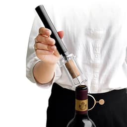 image-Wine Opener With Foil Cutter, Air Pressure Wine Bottle Opener Easy Cork Remover Corkscrew Stainless Steel Bar Accessories Kitchen Supplies Wine Air Pressure Bottle Opener Four-Piece Set Cylinder