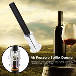 image-Wine Opener With Foil Cutter, Air Pressure Wine Bottle Opener Easy Cork Remover Corkscrew Stainless Steel Bar Accessories Kitchen Supplies Wine Air Pressure Bottle Opener Four-Piece Set Cylinder