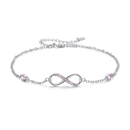 image-Sterling Silver Endless Love Symbol Anklet Charm Adjustable Chain Anklets For Women