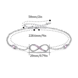 image-Sterling Silver Endless Love Symbol Anklet Charm Adjustable Chain Anklets For Women
