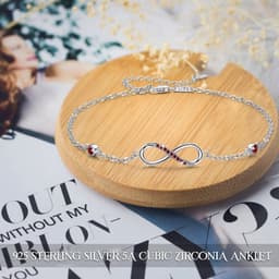 image-Sterling Silver Endless Love Symbol Anklet Charm Adjustable Chain Anklets For Women