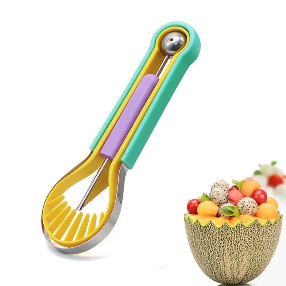 image-Professional 4 In 1 Stainless Steel Watermelon Cutter Fruit Carving Tools Set,Fruit Scooper Seed Remover Watermelon Knife For Dig Pulp Separator Fruit Slicer, Melon Baller Scoop Set