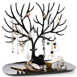 image-Deer Jewelry Display Stand Earrings Necklace Ring Jewelry Display Tray Jewelr Crystal Handle Antlers Jewelry Display Stand With Storage Drawer And Tray, Tree Tower Rack Hanging Organizer