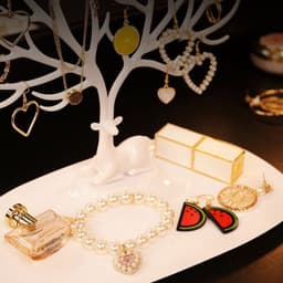 image-Deer Jewelry Display Stand Earrings Necklace Ring Jewelry Display Tray Jewelr Crystal Handle Antlers Jewelry Display Stand With Storage Drawer And Tray, Tree Tower Rack Hanging Organizer