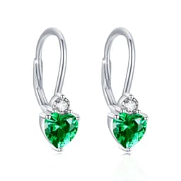 image-925 Sterling Silver Hypoallergenic Heart Zirconia Earrings Birthstone Jewelry for Women