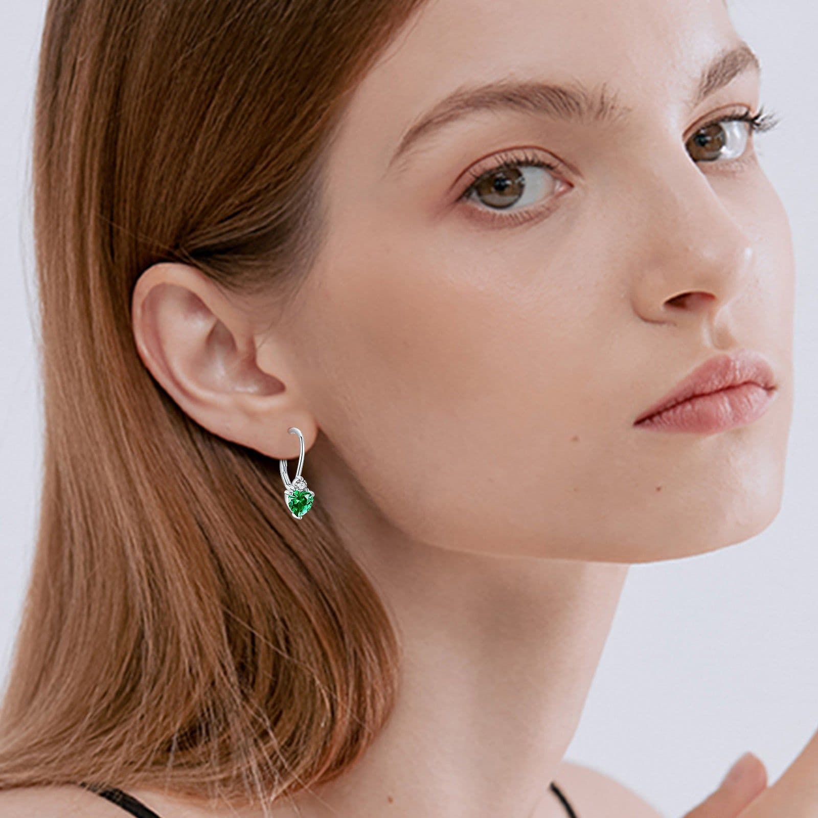 image-925 Sterling Silver Hypoallergenic Heart Zirconia Earrings Birthstone Jewelry for Women