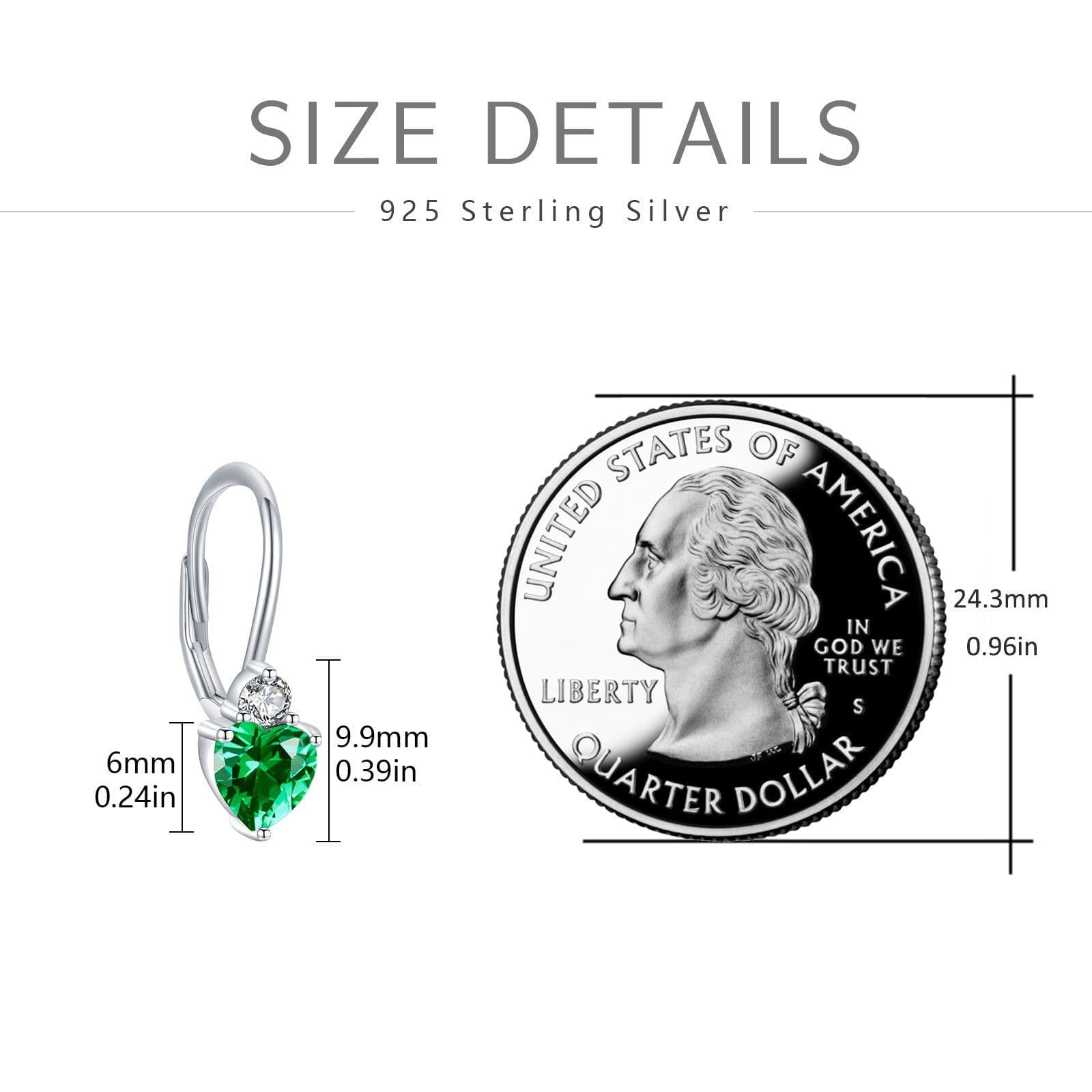 image-925 Sterling Silver Hypoallergenic Heart Zirconia Earrings Birthstone Jewelry for Women