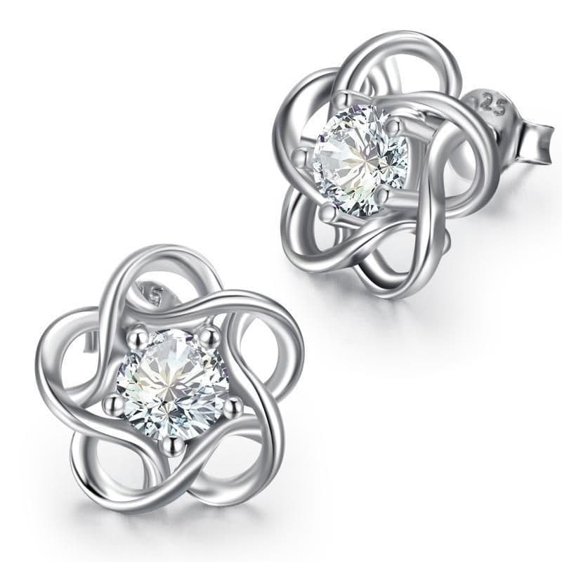 image-Sterling Silver Women's Flower Stud Earrings Jewelry