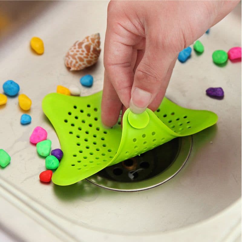 image-3PCS Silicone Starfish-shaped Sink Drain Filter Bathtub Hair Catcher Stopper Drain Hole Filter Strainer For Bathroom Kitchen Toilet