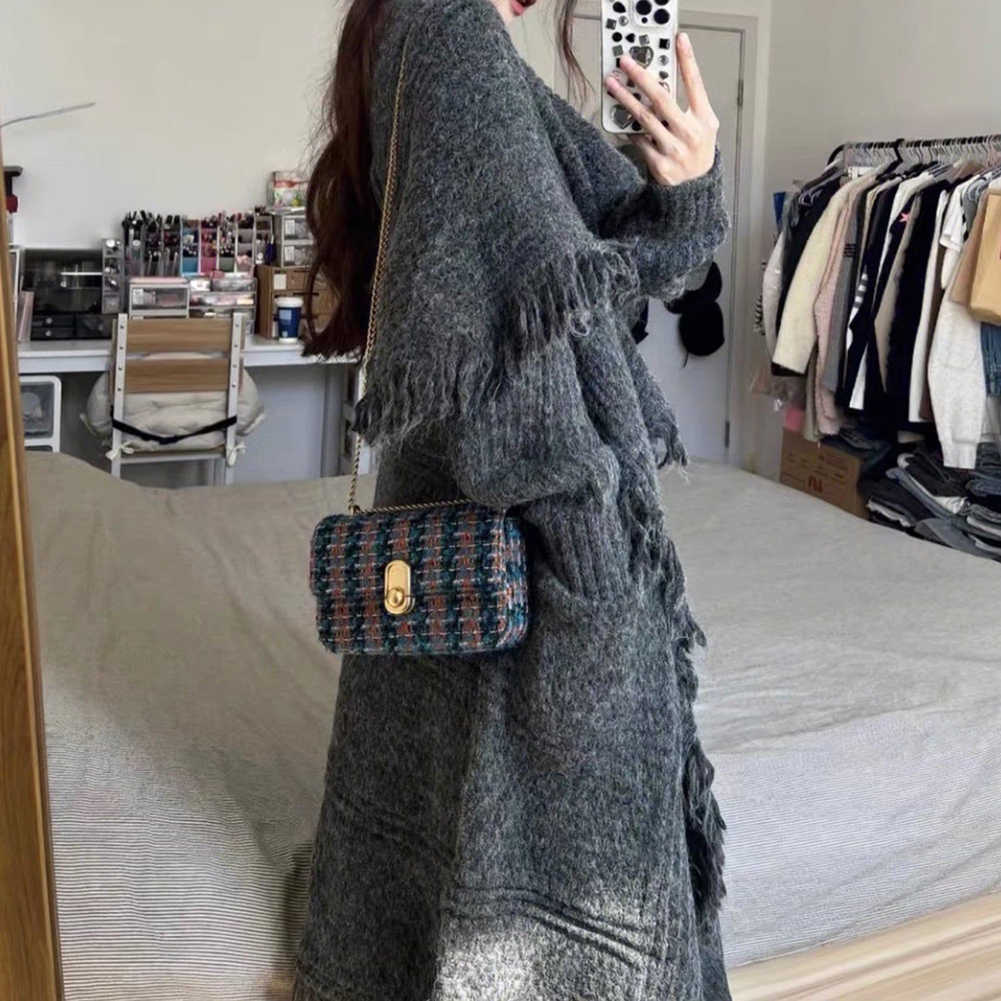 image-Long Alpaca Wool Sweater Coat, Women's Soft And Waxy Jacket, Hand Knit Sweater Cardigan, Loose Korean Style, Knitwear, Womens Clothing