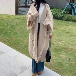 image-Long Alpaca Wool Sweater Coat, Women's Soft And Waxy Jacket, Hand Knit Sweater Cardigan, Loose Korean Style, Knitwear, Womens Clothing