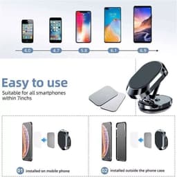 image-Magnetic Phone Holder For Car, Dashboard Car Phone Holder Mount Magnetic Stainless Steel Car Phone Holder - Dashboard Mount, Water-resistant, Rotatable