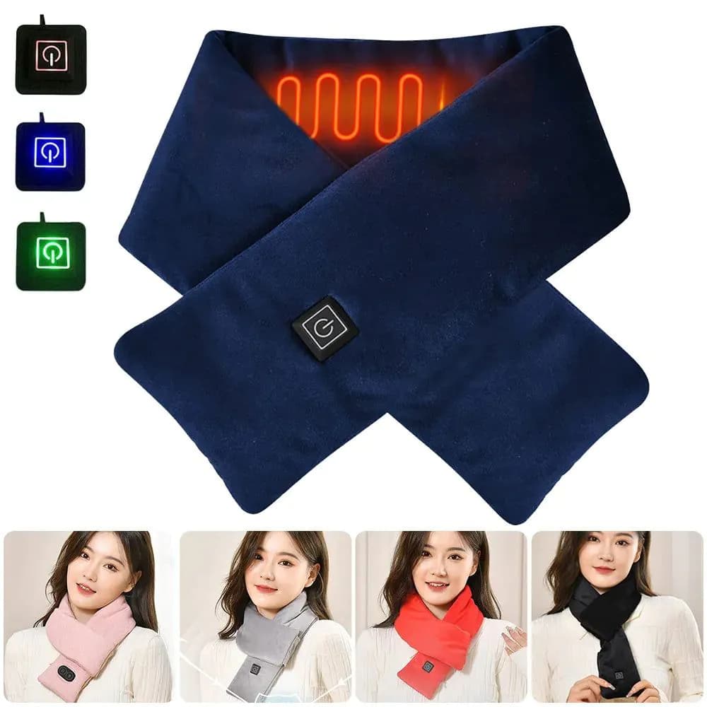 image-USB Women Men Heating Scarf Temperature Scarf 3 Gears Adjustable USB Charging Heat Control Neck Warmer For Cycling Camping USB Heated Scarf - Temperature Adjustable Heating Scarf