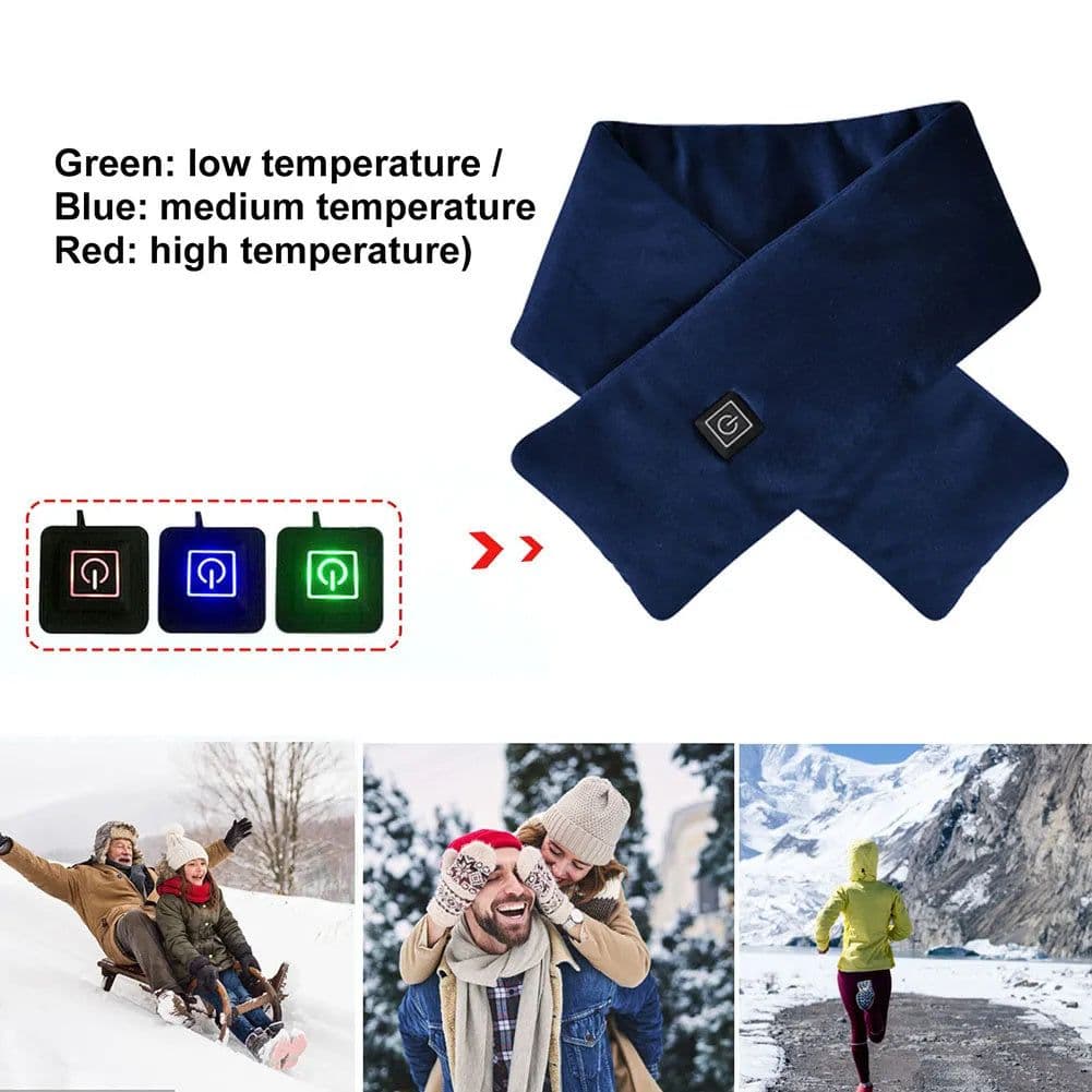 image-USB Women Men Heating Scarf Temperature Scarf 3 Gears Adjustable USB Charging Heat Control Neck Warmer For Cycling Camping USB Heated Scarf - Temperature Adjustable Heating Scarf