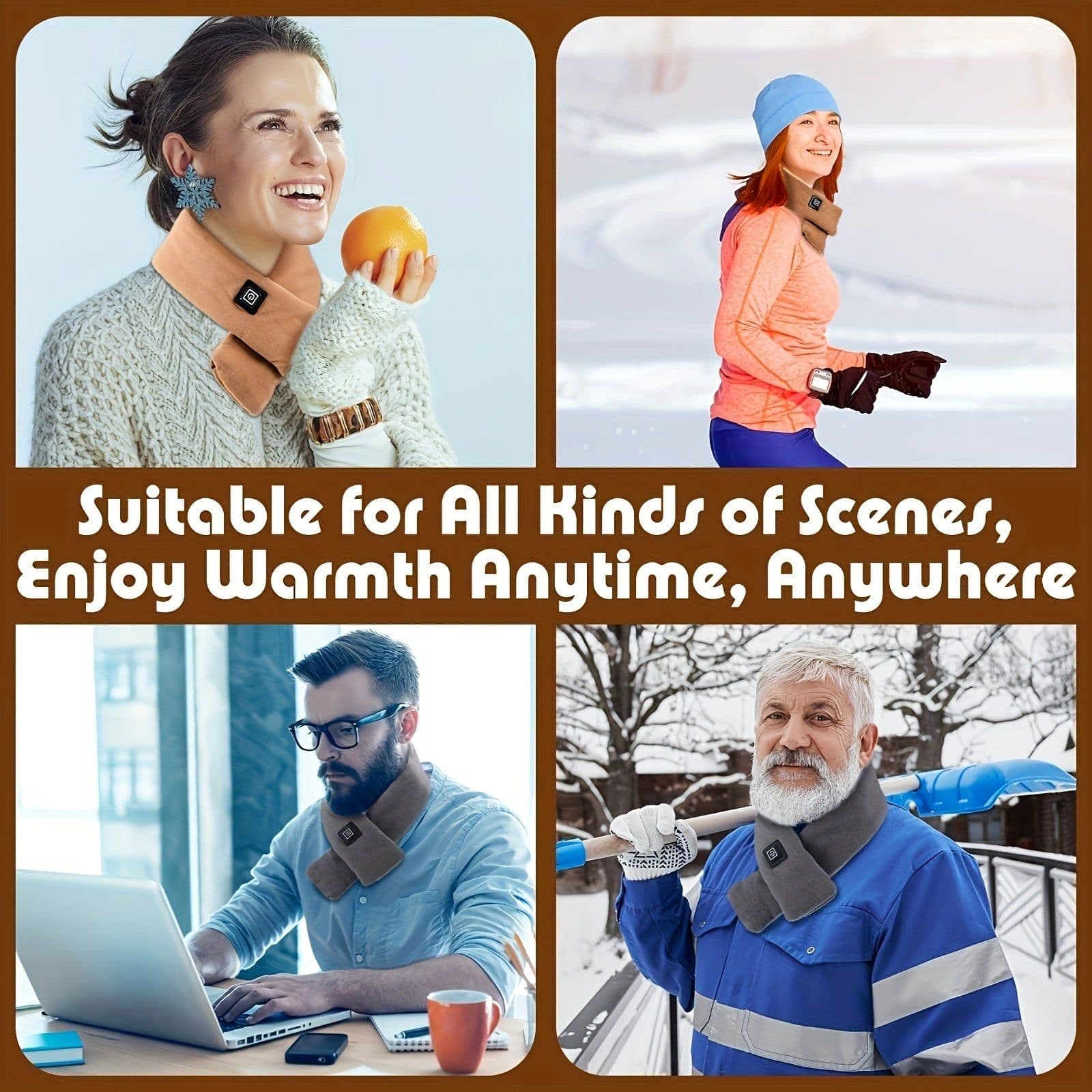 image-USB Women Men Heating Scarf Temperature Scarf 3 Gears Adjustable USB Charging Heat Control Neck Warmer For Cycling Camping USB Heated Scarf - Temperature Adjustable Heating Scarf