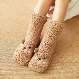 image-Cartoon Floor Winter Thick Polyester Fleece Fluffy Microfiber Women Fuzzy Socks Funny Fuzzy Dog Slipper Socks For Women Cute Fluffy Thick Warm Winter Socks Microfiber Soft Home Socks Christmas Gift