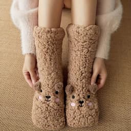 image-Cartoon Floor Winter Thick Polyester Fleece Fluffy Microfiber Women Fuzzy Socks Funny Fuzzy Dog Slipper Socks For Women Cute Fluffy Thick Warm Winter Socks Microfiber Soft Home Socks Christmas Gift