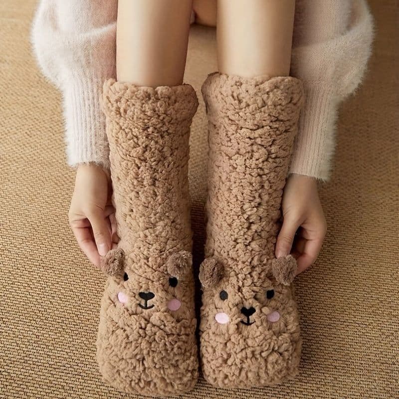 image-Cartoon Floor Winter Thick Polyester Fleece Fluffy Microfiber Women Fuzzy Socks Funny Fuzzy Dog Slipper Socks For Women Cute Fluffy Thick Warm Winter Socks Microfiber Soft Home Socks Christmas Gift