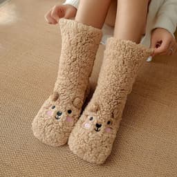 image-Cartoon Floor Winter Thick Polyester Fleece Fluffy Microfiber Women Fuzzy Socks Funny Fuzzy Dog Slipper Socks For Women Cute Fluffy Thick Warm Winter Socks Microfiber Soft Home Socks Christmas Gift