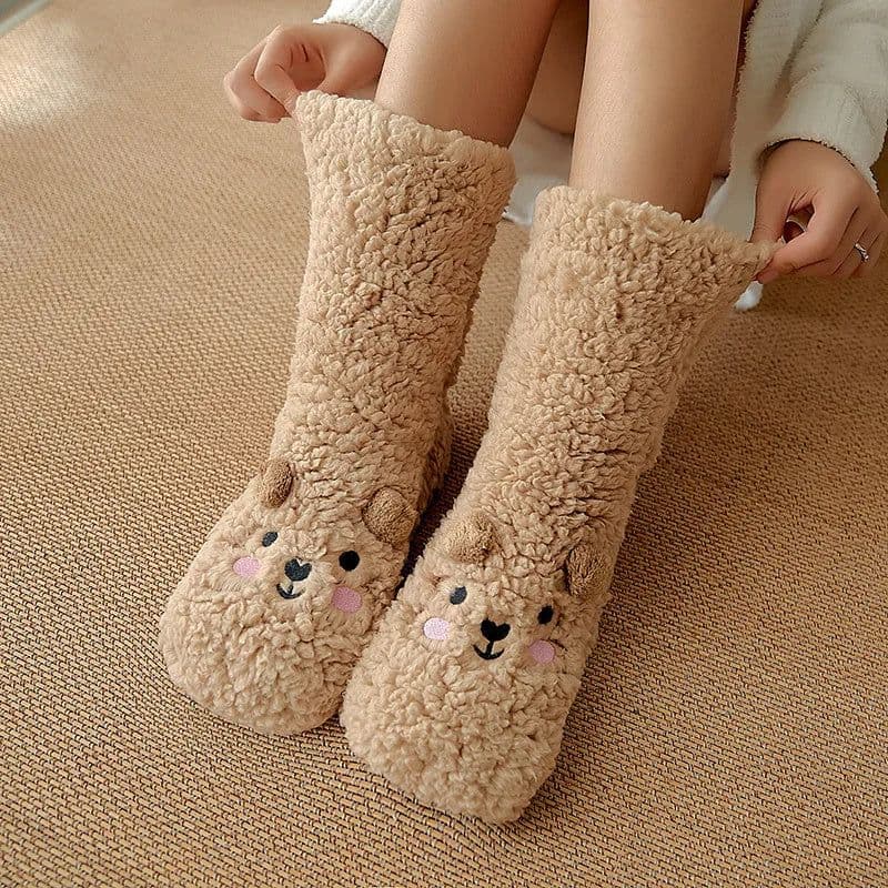 image-Cartoon Floor Winter Thick Polyester Fleece Fluffy Microfiber Women Fuzzy Socks Funny Fuzzy Dog Slipper Socks For Women Cute Fluffy Thick Warm Winter Socks Microfiber Soft Home Socks Christmas Gift