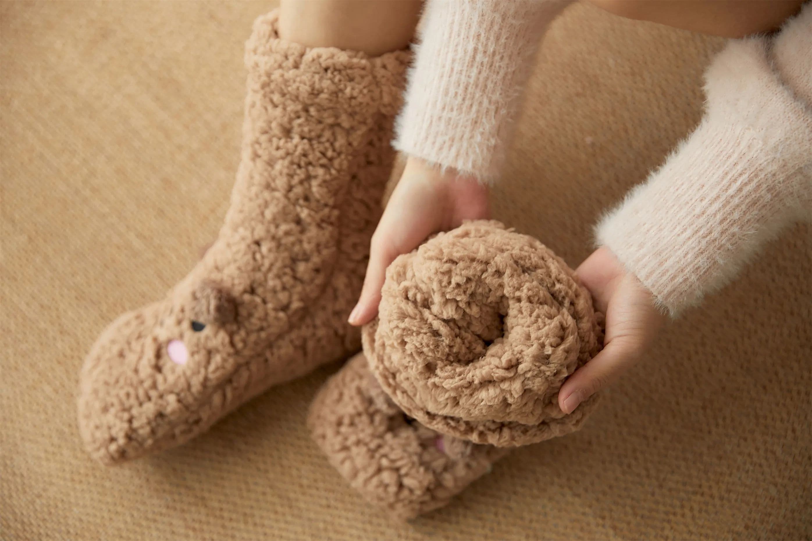 image-Cartoon Floor Winter Thick Polyester Fleece Fluffy Microfiber Women Fuzzy Socks Funny Fuzzy Dog Slipper Socks For Women Cute Fluffy Thick Warm Winter Socks Microfiber Soft Home Socks Christmas Gift
