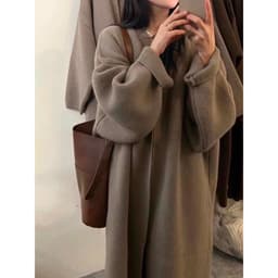 image-Khaki Knitted Cardigan Sweater, Womens Coat, Long Cardigan, Wool Coat, Cozy Style Loose, Plus Size Maxi Coat, Office Outfits, Fall Clothing