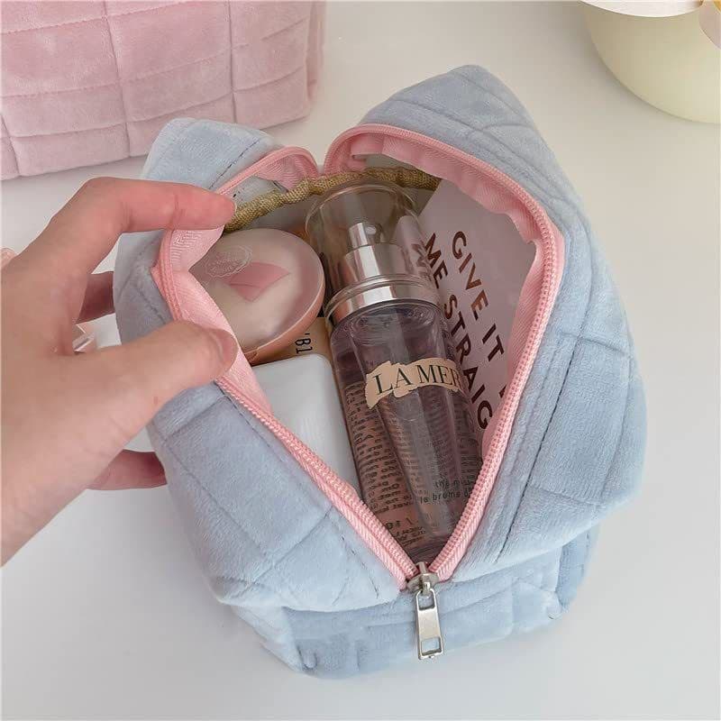 image-Plush Makeup Bag Checkered Cosmetic Bag Cosmetic Travel Bag Large Zipper Travel Toiletry Bag Portable Multi Functional Capacity Bag Cute Makeup Brushes Storage Bag For Women