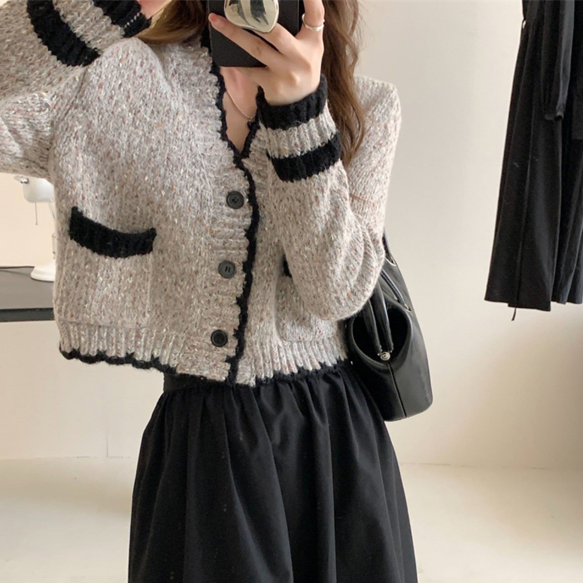 image-French Style Sweater Cardigan, Women's Spring Knitted Sweater, Kintted Top, Knitwear, Spring Clothing, Womens Clothing