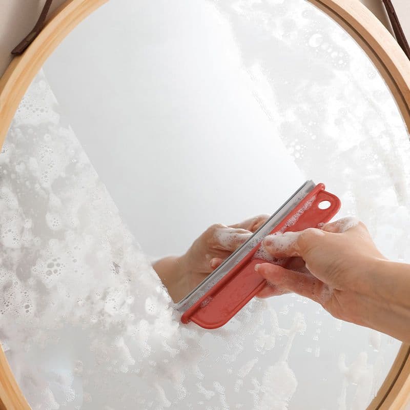 image-Multi-function Glass Wiper Scraper With Water For Cleaning Bathroom Shower Mirror Glass Kitchen Countertop Sink Car Window Wiper Flexible Universal Water Glass Window Clean Accessories